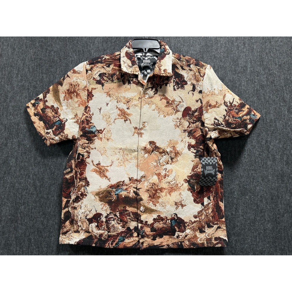 Rebel Vengeance Tapestry Shirt Mens Large New Renaissance Art Button Down